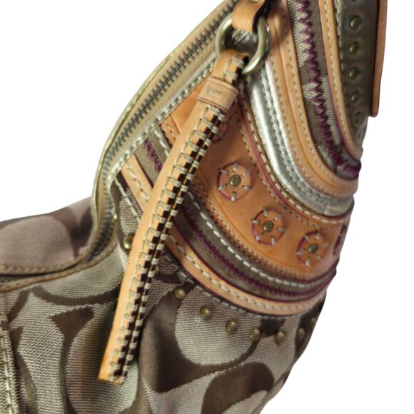 Limited Edition Coach Studded Signature Hobo Boho Shoulder Bag 2006 Prestine 932 - Picture 7 of 11